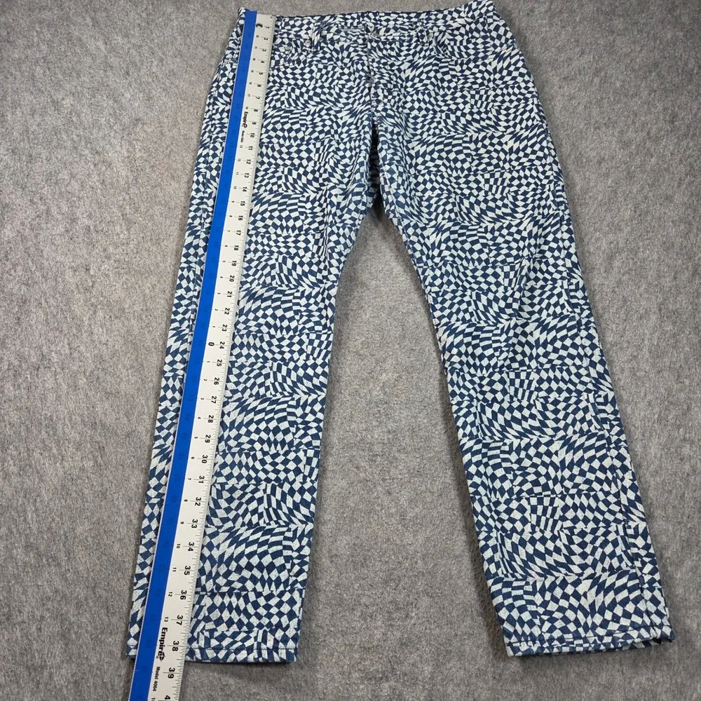 Levis 501 Original Fit Jeans 31x29 Blue White Warped Checkerboard Print